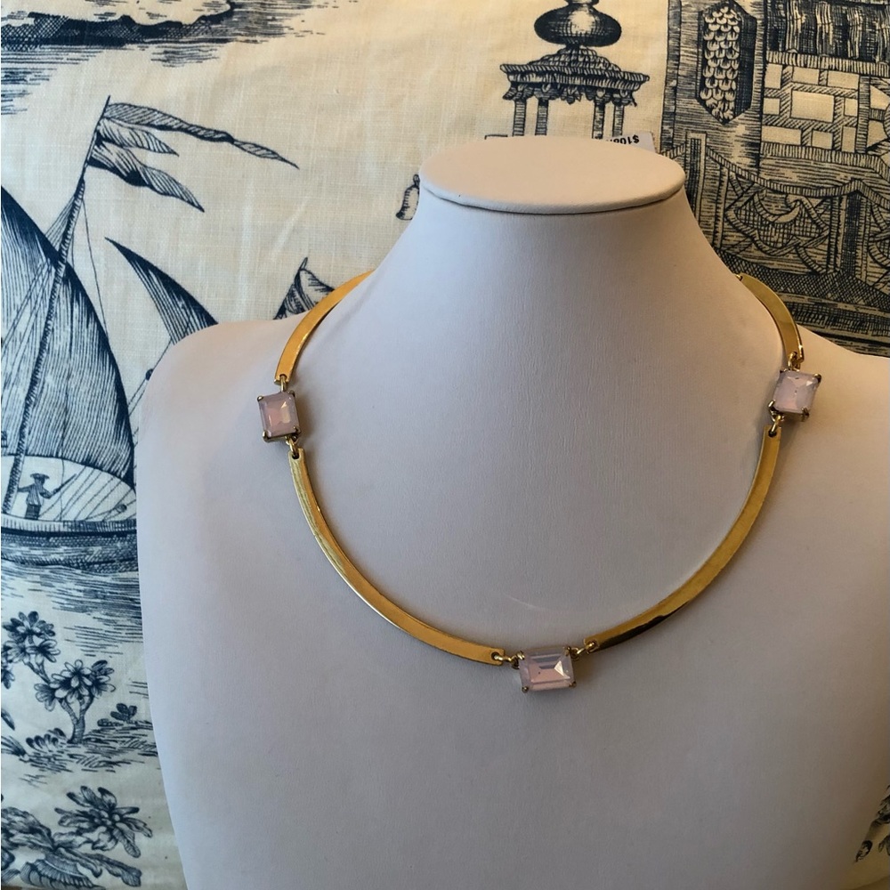 J. Crew Gold Tone with White/Translucent Resin Necklace
